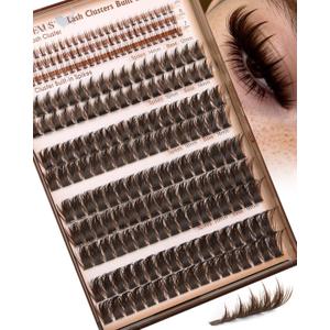 Brown Manga Lash Clusters With Spikes Wispy Cluster Eyelashes Extensions Fluffy Volume Anime Eyelash Clusters with Bottom Cluster Lashes Fairy Individual Lash Extension (D Curve 12-18mm 213 pieces)
