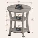 Round End Table 3 Tier Side Table, Small Space Nightstand, 19.7" x 19.7" x 21.7"