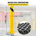 VEVOR Safety Bollard, 48 Inch Height Bollard Post, 4.5 Inch Diameter Steel Pipe Safety Bollard Post, Yellow Steel Bollard, Steel Safety Bollard with 8 Anchor Bolts, Perfect for Traffic-Sensitive Area