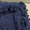 Fancy Homi Set of 2 Navy Blue Decorative Throw Pillow Covers 12x20 Inch with Pom-poms for Couch Bed Sofa, Modern Farmhouse Boho Home Decor, Soft Plush Corduroy Cute Cushion Case 30x50 cm