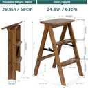 Kate 3-Step Foldable Wooden Step Ladder, 300 lb Capacity Solid Wood Step Stool for Photography Studio, Portrait Shooting, Home Kitchen & Living Room