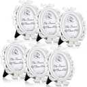Vicenpal 6 Pieces Mini Gold Picture Frames 3.2 x 4 Inch Vintage Small Antique Resin Baroque Picture Frames Bulk Oval Hanging Display for DIY Jewelry Gifts Christmas Wedding Decor (White)