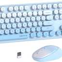UBOTIE Colorful Computer Wireless Keyboards Mouse Combos, Typewriter Flexible Keys Office Full-Sized Keyboard, 2.4GHz Dropout-Free Connection and Optical Mouse (Blue Gradient)
