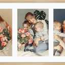 Golden State Art, 5x7 Aluminum Collage Frame, Displays 7x5 Pictures With 3 Openings Mat or One 8.5x16.3 Photo, Real Glass, Portrait/Landscape Wall Display, Gold, 1 Pack
