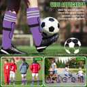 Chuarry 2 Set Soccer Shin Guards for Girls with Socks Toddler Shin Pads Football Kids Sport Protection Lightweight Gear Leg Protection for 3-15 Girls Boys Children Teens, Small, Purple