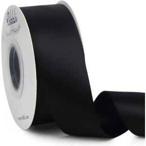 Ribbli Black Double Faced Satin Ribbon,1-1/2 x Continuous 25 Yards,Use for Bows Bouquet,Gift Wrapping,Wedding,Floral Arrangement