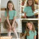 Girls' Shirt Short Sleeve Basic Top Tween Summer Ribbed T-Shirt Teen Cute Fitted Soft Tee for Kids Aged 5-14