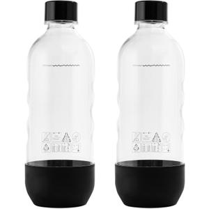 Replacement for SodaStream Bottles Carbonating Sparkling Water Machine 1 Liter (2-Pack, Black)