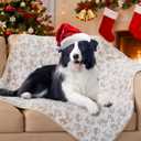 Stuffed Premium Soft Dog Blanket, with Flannel Beige Cute Paw Print, 32 * 40 inches, Cat Blanket Puppy Supplies Border Collie Puppy Gifts Essentials