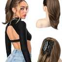 Ponytail Extension 16 Claw Clip in Ponytail Hair Extensions Natural Soft Synthetic High Pony Tail Hairpieces for Women , 16 inch)