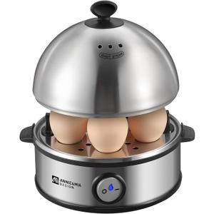 Annie & Mia Design Electric Egg Cooker, All Stainless Steel 7 Egg Capacity egg boiler, 360W, Hard, Medium, Soft Boiled Egg Poacher, egg steamer, Multi-function, Auto Shut-Off Function, BPA-free