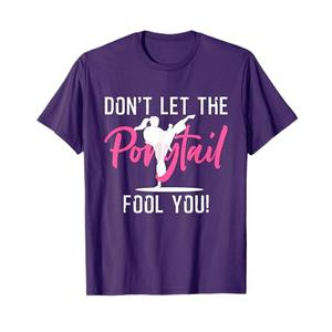 Funny Girl Karate Design Kids Women Kickboxing Black Belt T-Shirt (Small,Purple)