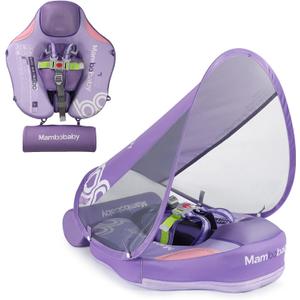 Add Tail Mambobaby Float with Canopy, Baby Floats for Pool Non-Inflatable Waist Float Swim Training Toy with UPF 50+ UV Sun Canopy (Contrast-Purple)