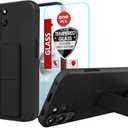 Compatible with ZTE Nubia Red Magic 10 Pro/10 Pro+/10S Pro/10S Pro+ Phone Case, Hide Folding Kickstand/Stand Silicone TPU Protective Cover Case - Black