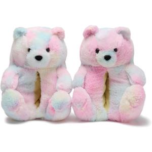 DOVORSY Women's Teddy Bear Slippers Fuzzy Slippers for Women Indoor Cute House Slippers for Women Ladies Teen Girls Fluffy Funny Bedroom Animal Slippers for Women Birthday Valentine's Gift Ideas
