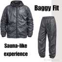 Sauna Sweat Suit Jacket Pants Hoodie Shirt Top Shapewear Trainer Workout Body Shaper Sweatsuit Boxing Workout Exercise MMA Weight Loss EVA Men Women (3XL)