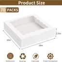 Moretoes 70pcs White Pie Boxes, 10x10x2.5 Bakery Boxes with Window, Cookie Boxes for Pies, Treat Boxes Dessert Boxes for Pastries, Pizza, Strawberries, Chocolate, Muffins and Donuts
