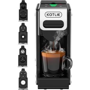 ST-550 4-in-1 Espresso Capsule Coffee Machine, Single Serve Coffee Maker for K*Cup/Nespresso/Dolce Gusto/Ground Coffee, 19Bar, 1L, Silver