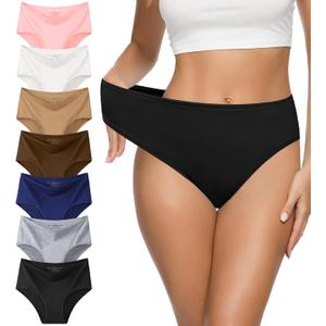 J-pone Underwear Women Pack High Waisted Bikini Panties Womens Underwear Cheeky Breathable Hipster Panties MultiPack, Size L