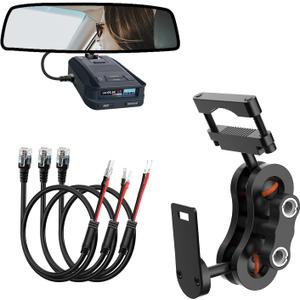 Radar Detector Mount,Rearview Mirror Rod Radar Mounting Bracket+Rearview Mirror Hard Wire Power Cord kit16,with Inline Fuse (for Uniden Radar Detector)