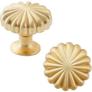 6 Pack Gold Cabinet knobs Kitchen Cabinet Handles with Vintage Cupboard Drawers Hardware Dresser Drawer Handles Kitchen Cabinet Pulls (6, Brushed Gold)