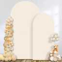 Arch Backdrop Cover Wedding Spandex Fitted Arch Covers,Round Top Chiara Baby Bridal Shower Party Birthday Banquet (Beige, 7.2ft+6ft)