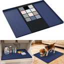 URMONA Waterproof Silicone Under Sink Mat 25'' x 22'' Shelf Liner for Kitchen and Bathroom, Cabinet and Counter Protector, Storage and Organizers, Litter Mat, Pet Cat Puppy Essentials(Navy)