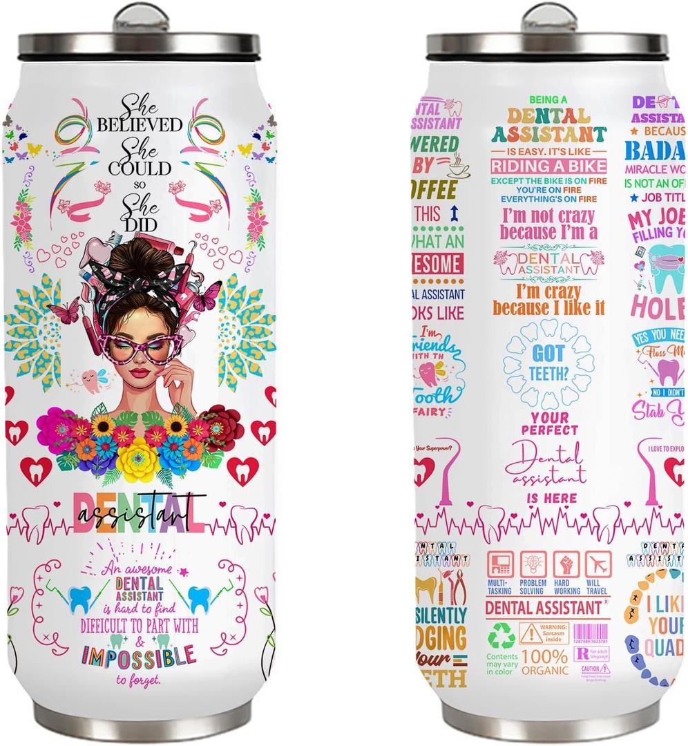 Dental Assistant Gifts Tumbler for Women,Dental Assistant Appreciation Gift,Dental Week Gifts,Dental Assistant Stainless Steel Insulated Tumbler With Straw Lid,Dental Mug Cup 17oz (16.9 Ounces)