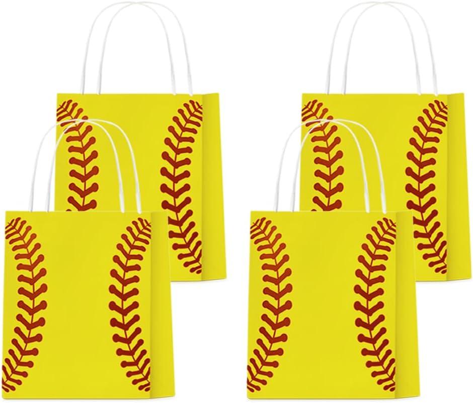 18 Pcs Softball Party Favors Gift Bags - Softball Goodie Bags Favors for Kids Adult Team - Softball Theme Birthday Party decoration bags - Supplies Paper Bag with Handle - Softball Paper Bags.