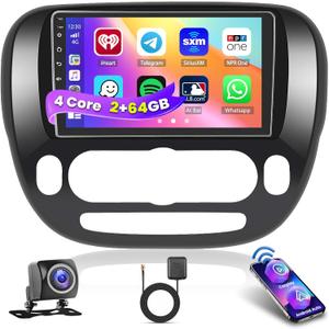 2+64G Screen for for Kia Soul 2014 2015 2016 2017 Manual A/C CarPlay Stereo Android 15 Car Radio 9" Touchscreen Android Auto Backup Camera GPS FM RDS DSP 26UI