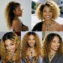Jerry Curly Human Hair Bundles T1B/27 Ombre Honey Blonde 10 12 14 Inch Brazilian Virgin Remy 3 Bundles 2 Tone Black to Honey Blonde Hair Extensions