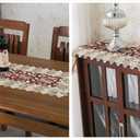 Lace Floral Embroidery Table Runner, Polyester Rectangle Transparent Dresser Scarf for Home Dining Room Tabletop Decoration, 16 x 78 Inches, Beige