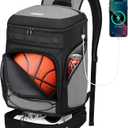 Basketball Backpack Bag Large Sports Bag with Separate Ball holder & Shoes compartment, Best for Basketball, Soccer, Volleyball, Gym (Grey)