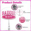 4 Pieces Cute Badge Reel Retractable Badge Holders with ID Clip Funny Pink Nurse Badge Reels MA CNA RN LPN Healthcare Badge Reel Nursing Accessories for Work
