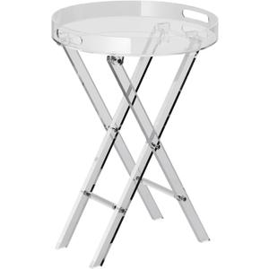 VEVOR Acrylic Folding Tray Table, Acrylic End Table with Folding X Leg, Clear Acrylic Side Table for Coffee, Drink, Food, Snack for Living Room & Bedroom (11.4"D x 15.7"W x 22.8"H)