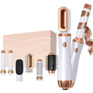 Blow Dryer Brush, 6 in 1 Detachable Hair Dryer Brush Air Curler Air Styler Wrap, Hair Styling Tool Travel, Curly Twist Hot Curling Iron, Blow Dryer Hot Styler Negative Ion (White)