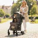 T1 Double Pet Stroller for 2 Small Dogs or Cats, Lightweight Foldable Double Cat Stroller with Detachable Carrier (Black)