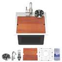 Dcolora 15"x15" Drop In Stainless Steel Bar Sink with Faucet & Cup Washer