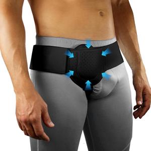 Hernia Belts for Men Inguinal, Hernia Support for Women and Men, Hernia Truss for Left or Right Side, Groin Belt, Adjustable Waist Strap with Removable Compression Pads (Large, Black)