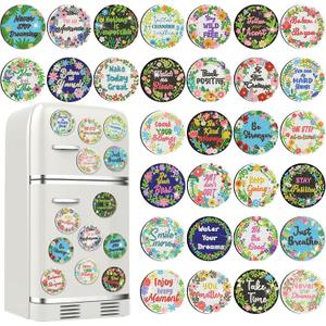 Motipuns 30 Pcs Inspirational Falower Diamond Art Kits Magnetic Motivational Diamond Painting Magnets Kits Positive Affirmation 5d DIY Fridge Magnet Refrigerator Sticker for Adult Beginners Home