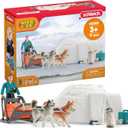 schleich Wild Life - 19 PC Antarctic Expedition Playset with Ranger, Husky Dogs, and Penguin Animal Figurines - Snow Safari Play Set with Dogsled and Igloo - Educational Toys for Kids 3 - 8 | 42558