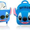 for AirPods Pro Case 2019 / AirPods Pro 2 Case 2022, Cute Cartoon Stitch Backpack Design Silicone Skin Cover Shock-Absorbing Protective Case with Keychain (Blue Stitch)