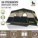 10 Person Instant Tent, Waterproof Pop Up Tents for Camping with Rainfly, 60 Seconds Easy Setup, Automatic Cabin Tent for Family Camping with Expandable Carry Bag & Upgraded Ventilation