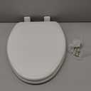 Mayfair Linden Slow Close Toilet Seat, Non Slip Heavy Duty Wood, Easy Install, Elongated, White