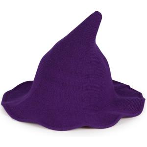 Halloween Witch Hat for Women - Adults Black Witch Hats Costume Accessory for Party Cosplay, Modern Wool Witches Cap (Purple)