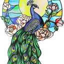 Bird Glass Suncatchers for Windows, Birds Sun Catcher Stained Glass, Bird Lover Gifts for Men & Women Unique - Moon Peacock