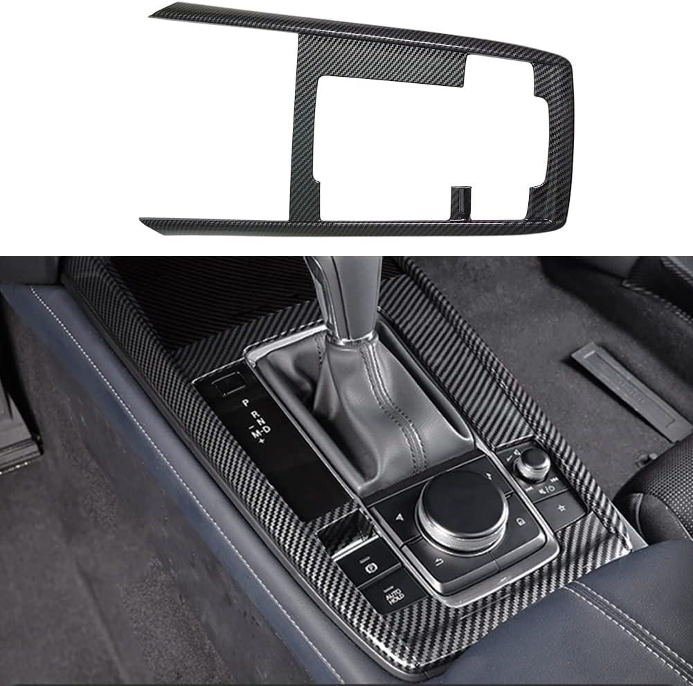 Interior Center Console Gear Shift Panel Frame Cover Decoration Trim for Mazda CX30 CX-30 Accessories 2020 2021 2022 2023 2024 2025 (for Left Hand Drive) (Carbon Fiber Style)