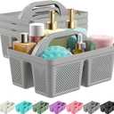 4 Pack Portable Shower Caddy, Integrated Handle, Reinforced Plastic, Organizer Storage Bathroom Supplies and Beauty Products, Cleaning Supplies, Shower Basket for Home, Dorm, Shelf and Cabinet (Grey)