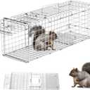 Animal Trap 24"x8"x7" Cage Trap, Heavy Duty Folding Raccoon Traps, Humane Cat Trap for Stray Cats,Rabbits,Squirrels,Outdoor Small Animal Trap,Humane Catch & Release