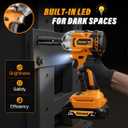 Brushless Impact Wrench 3-in-1 500N.m(369Ft-lbs) Torque Wrench 1/2 Drive with 2x2.0Ah Batteries, 8 Drill Bits, 6 Screwdriver Bits, 4 Sockets, Cordless Impact Gun for automotive Repair and DIY
